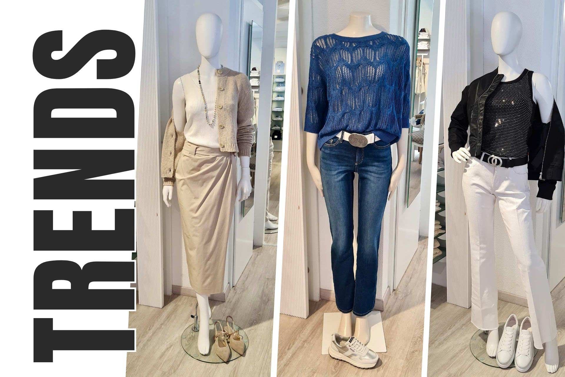 Frühjahr 2025: Modetrends für Damen in Blau, Schwarz-Weiß & Naturtönen